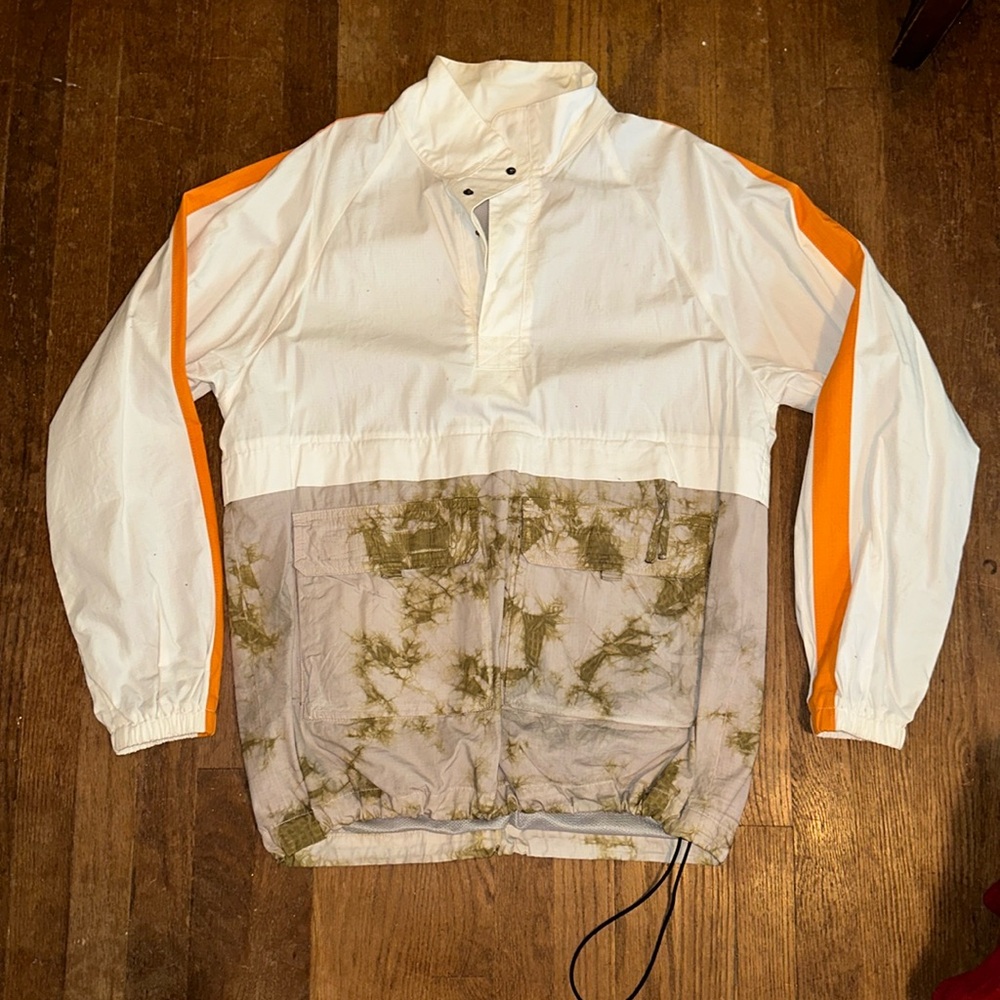 Canvas Material Pullover with orange and tan design accents